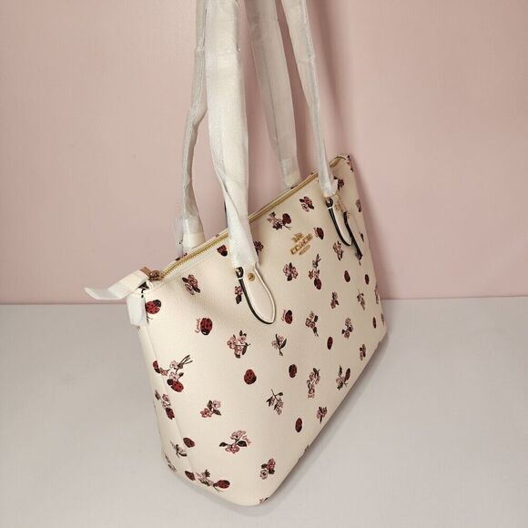 NWT Coach CU271 Gallery Tote Ladybug Floral Print Zip Top Bag Purse - Picture 4 of 5